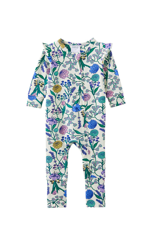 Milky Spring Bouquet Zip Romper