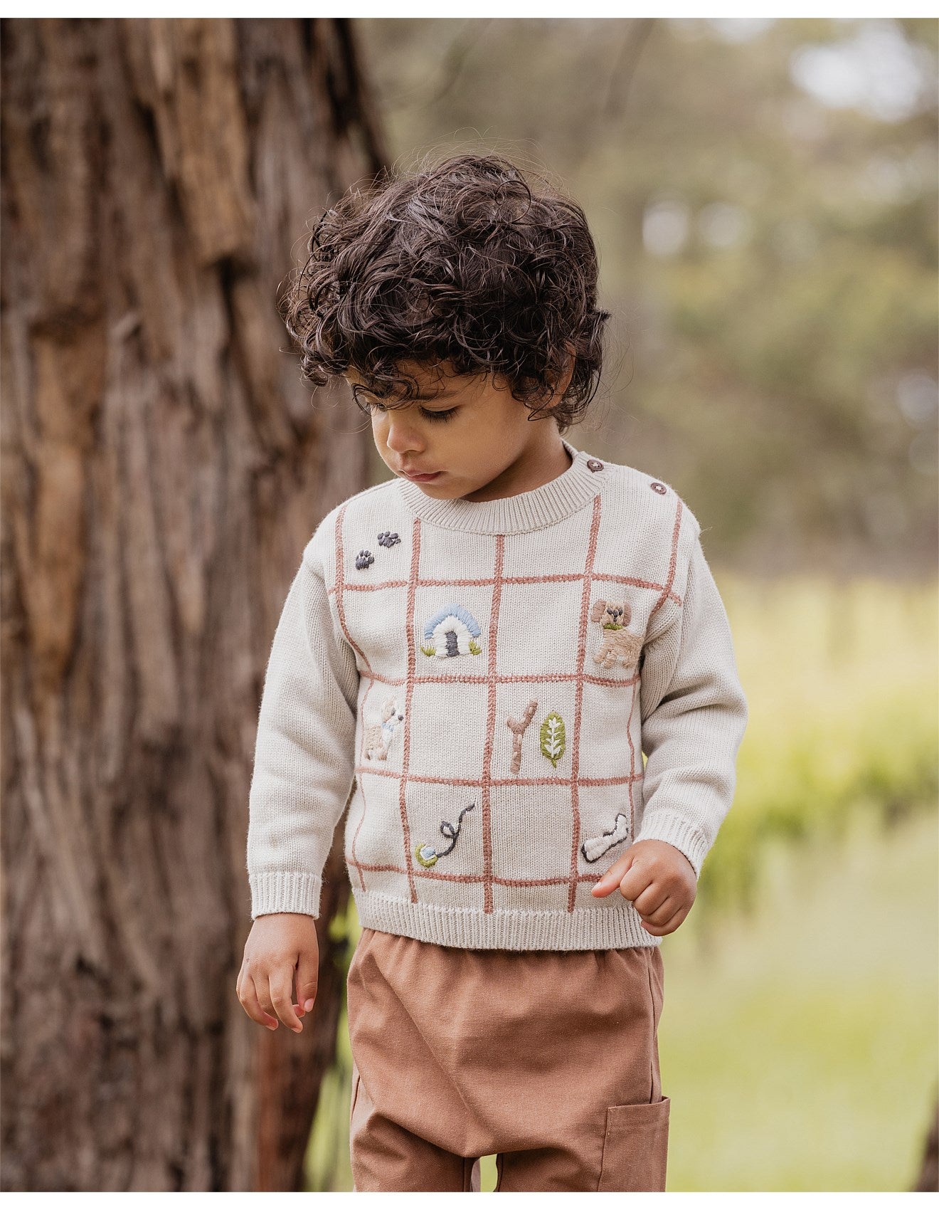 Bebe Otto Puppy Grid Organic Knitted Jumper