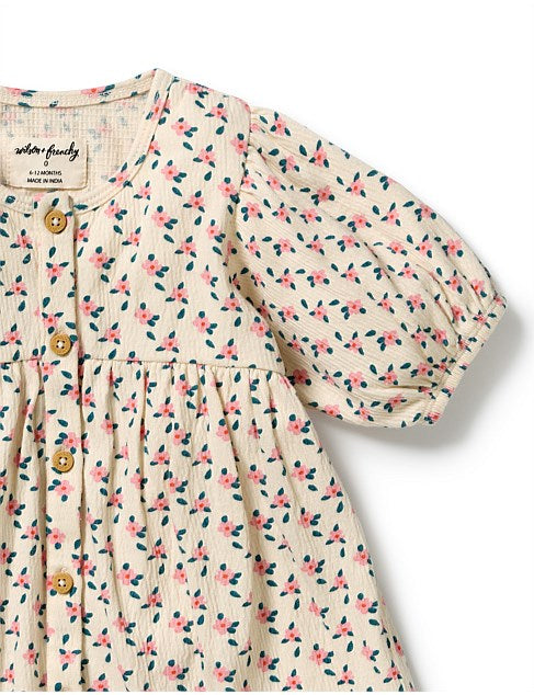 Wilson & Frenchy Little Blossom Organic Crinkle Button Dress