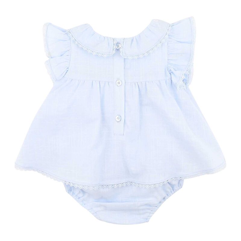 Bebe Poppy Embroidery Overlay Bodysuit - Bluebell