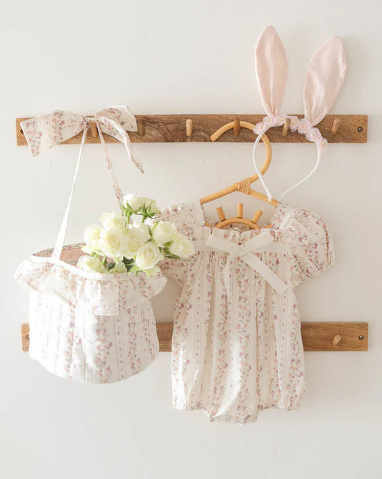 Noralee - Lyla Romper Floral Stripe Ivory