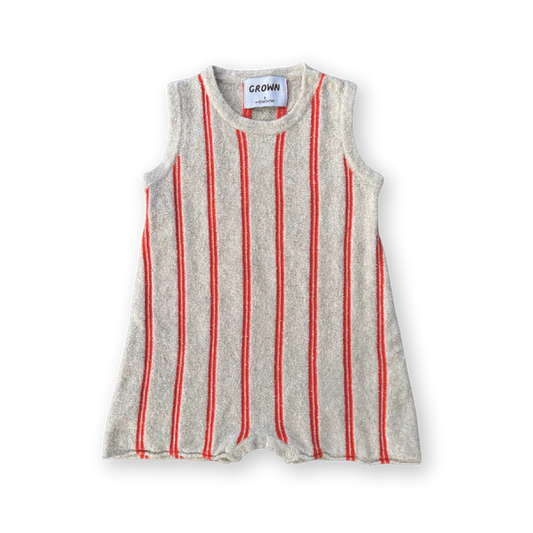 *Last Size* Grown - Knitted Terry Striped Romper Dune/Rosso - size 0