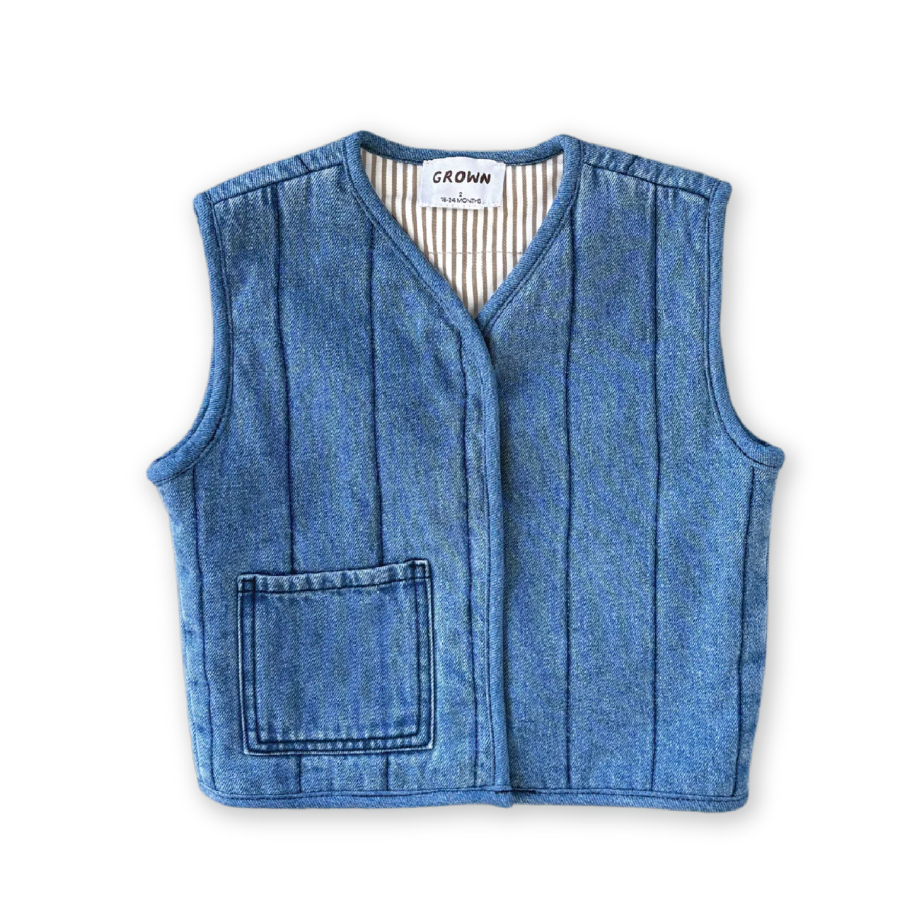 Grown Reversible Quilt Vest - Denim & Paint