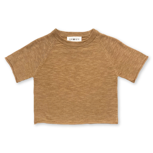 Grown Knitted Linen Raglan Tee - Cedar