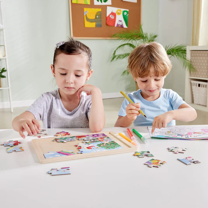 Hape - Double Sided Colour Puzzle Unicorn & Friends