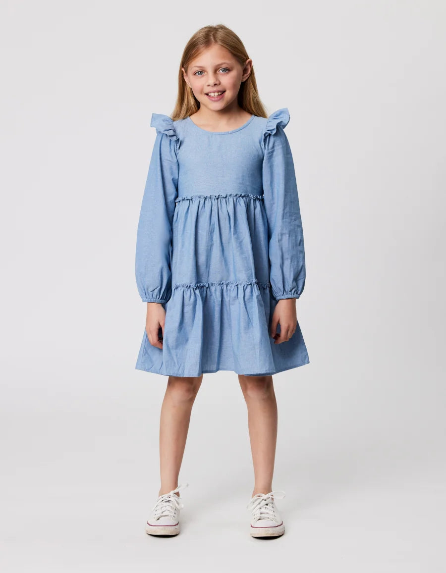 Kissed - Ruffle Chambray Dress