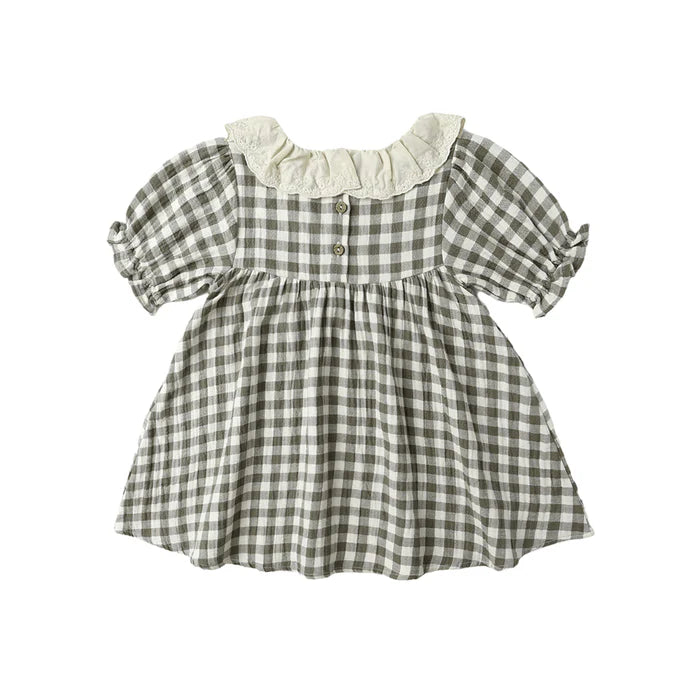 Quincy Mae Callie Short Sleeve Dress - Forest Check