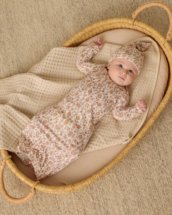 Quincy Mae Bamboo Baby Gown + Hat Set - Bloom