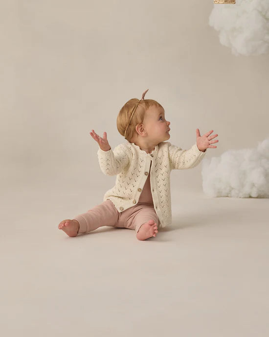 Quincy Mae Scalloped Cardigan - Natural