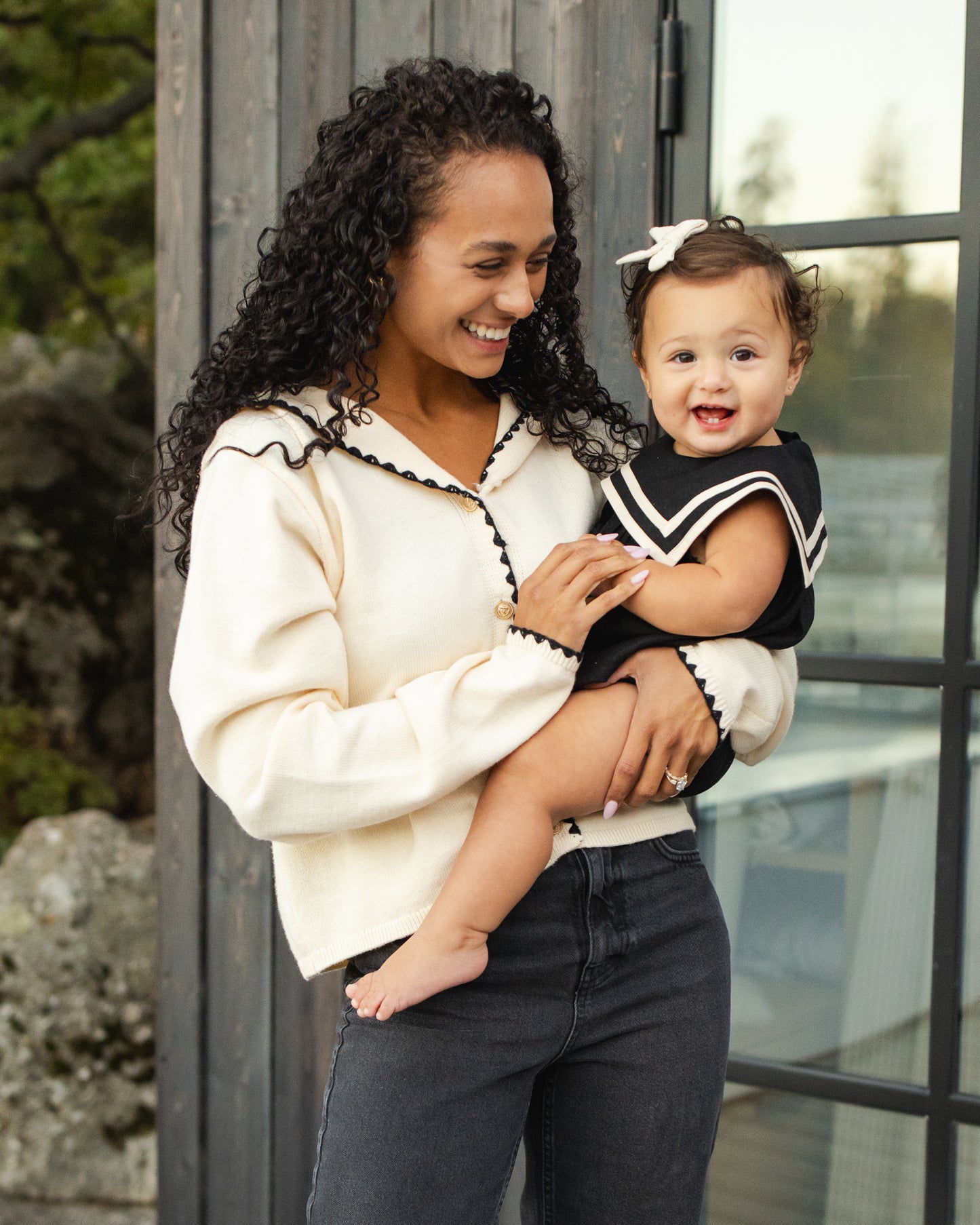 Rylee + Cru Sailor Romper Black