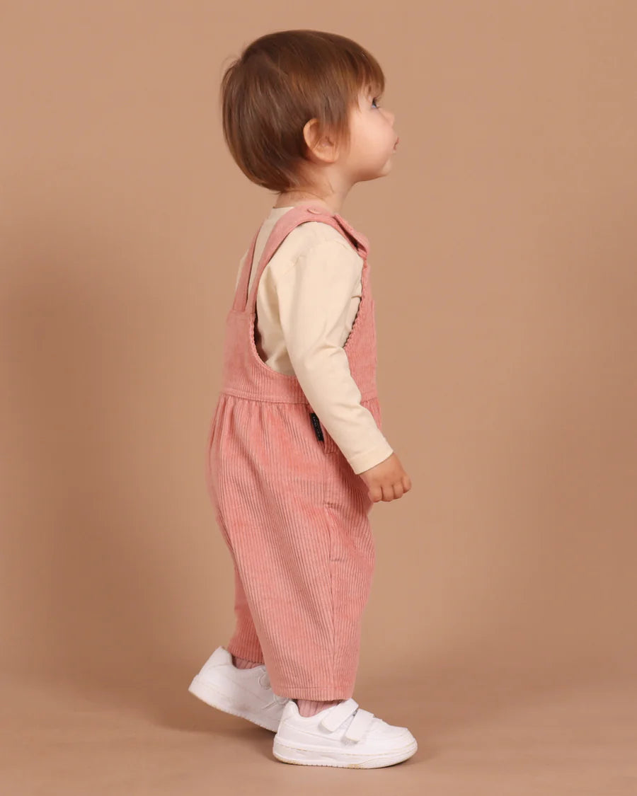 Tiny Tribe Corduroy Dungaree Set - Dusty Pink