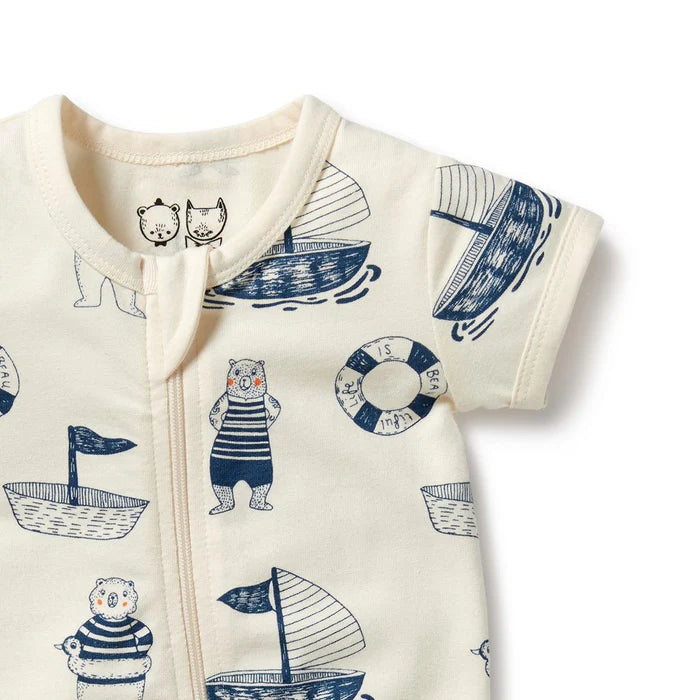 Wilson & Frenchy - Nautical Bear Organic Boyleg Zipsuit