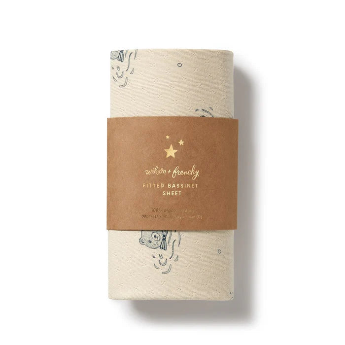 Wilson & Frenchy Organic Pointelle Cot Sheet - Little Bear