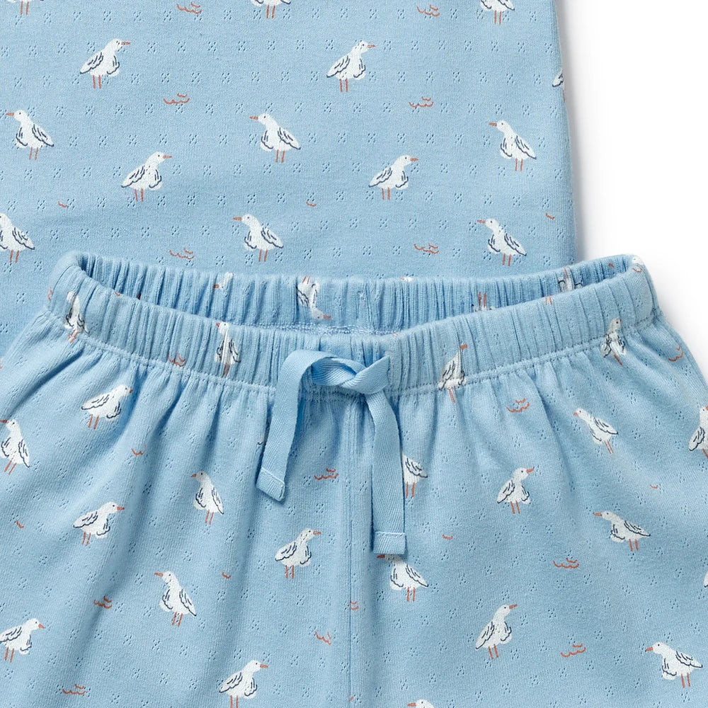 Wilson & Frenchy Organic Pointelle S/S Pyjamas - Sunny Seagulls