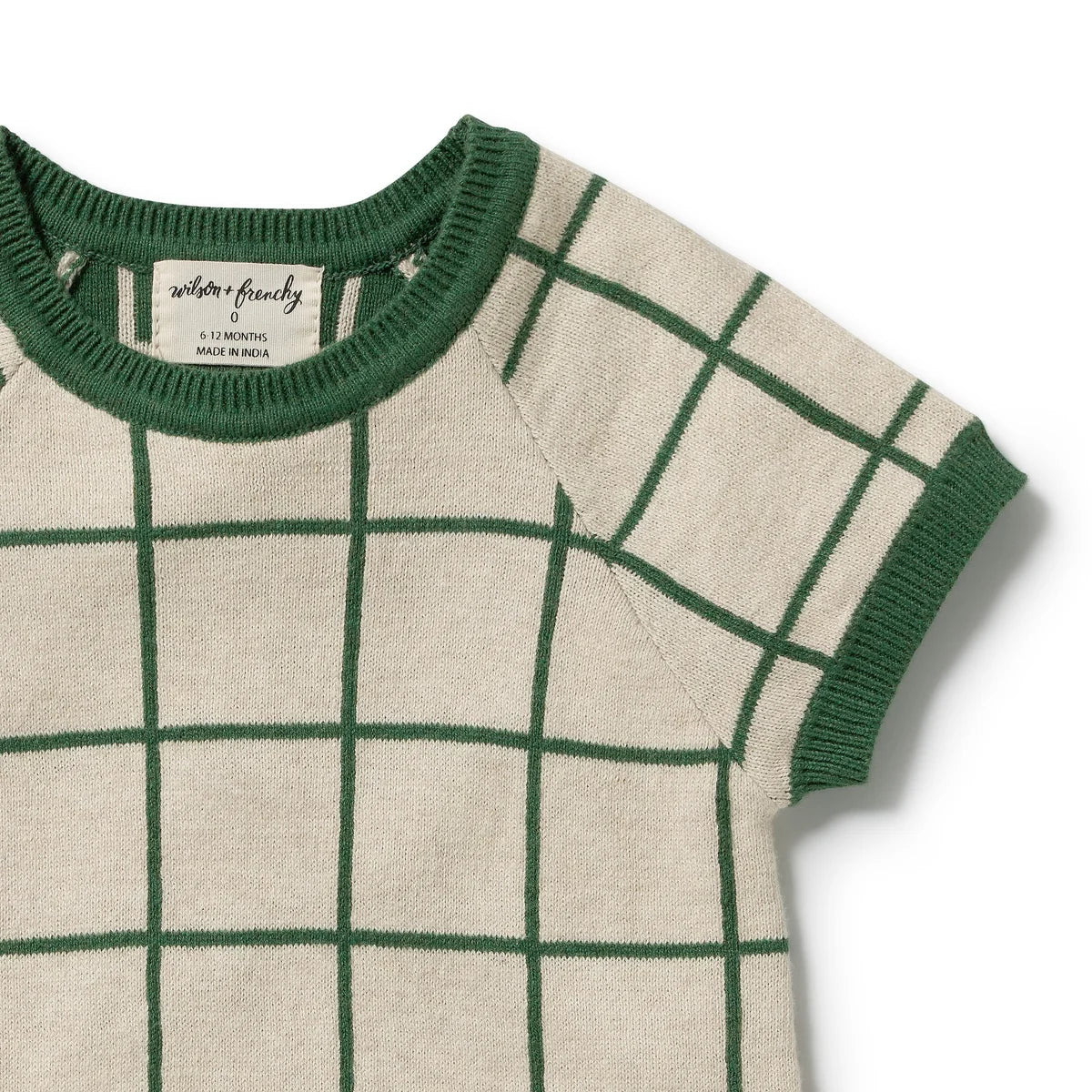 Wilson & Frenchy Lagoon Organic Knitted Check Growsuit