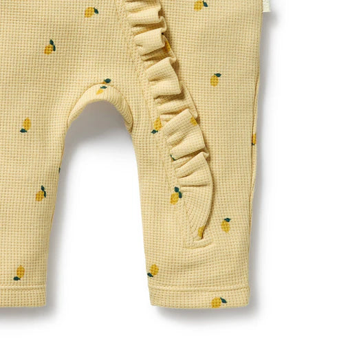 Wilson & Frenchy Little Lemon Organic Waffle Ruffle Zipsuit