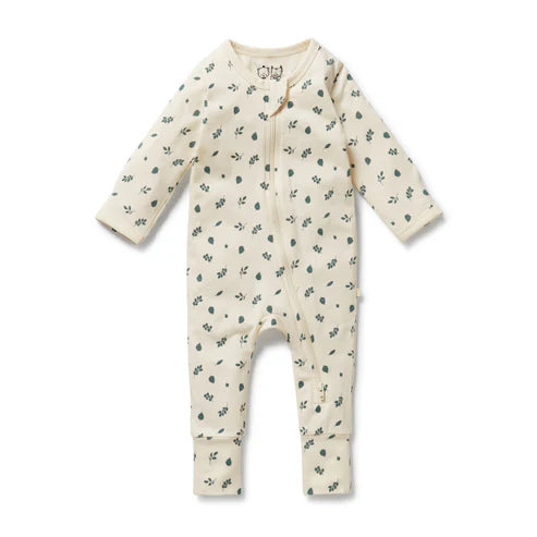 Wilson & Frenchy Twilight Leaf organic Zipsuit with Feet