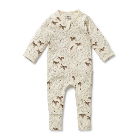 Wilson & Frenchy Trixie Horse Organic Zipsuit with feet