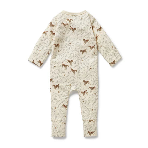 Wilson & Frenchy Trixie Horse Organic Zipsuit with feet