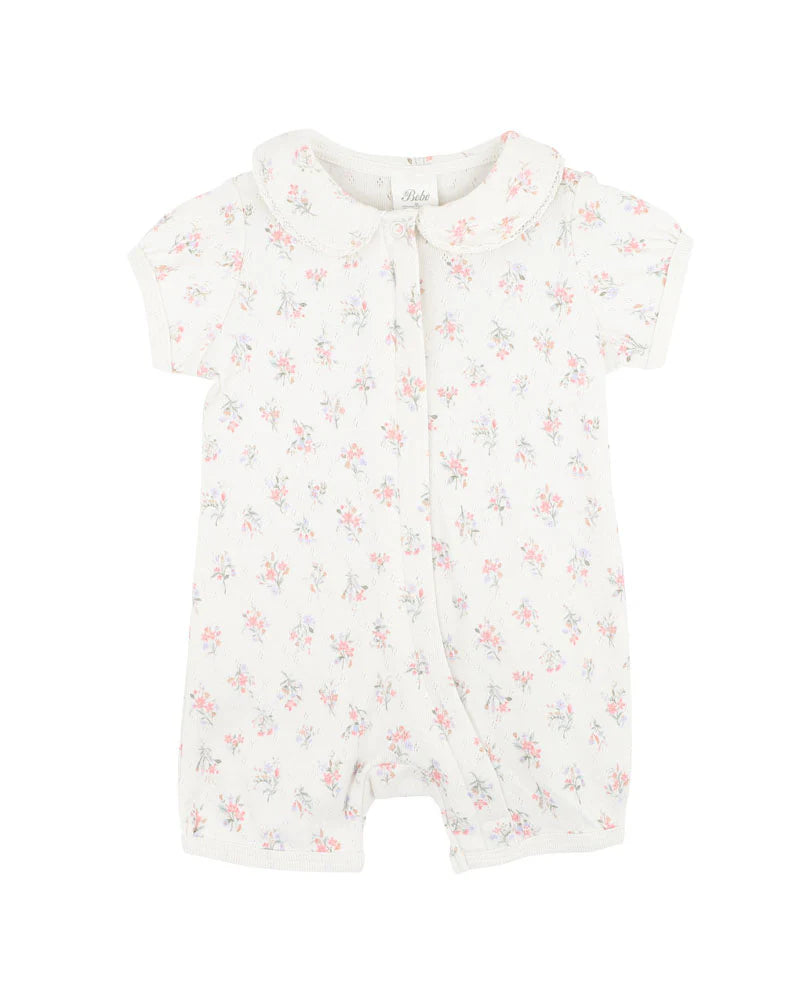 Bebe Anya Ditsy Print Organic Short Sleeve Zipsuit