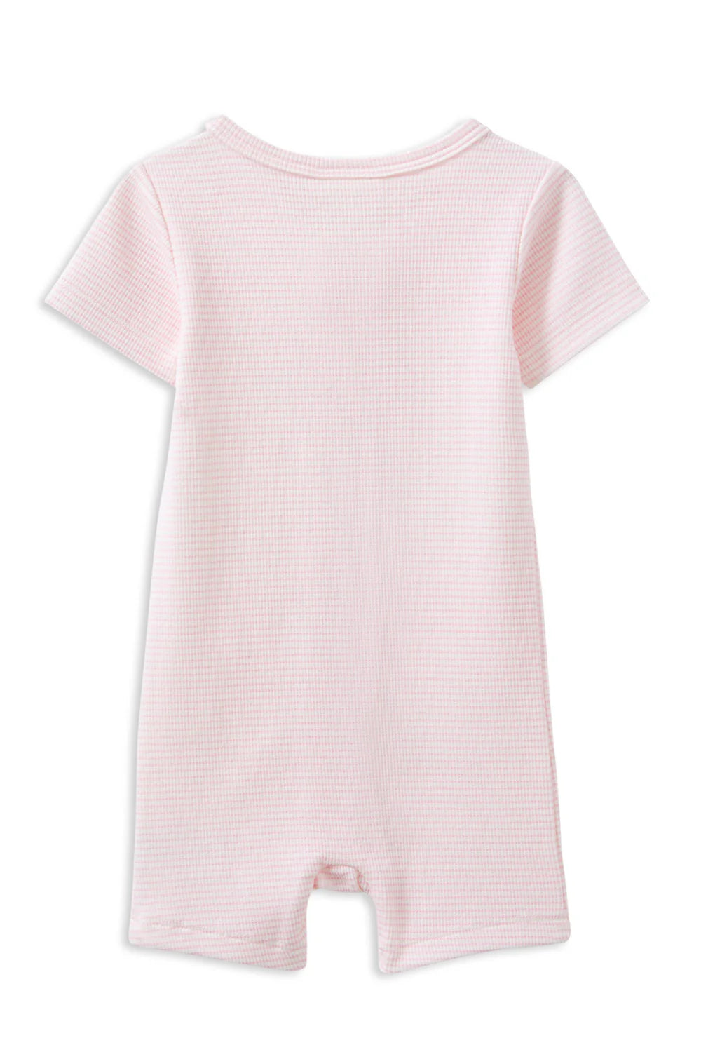 Milky Pink Stripe Rib Zip Romper