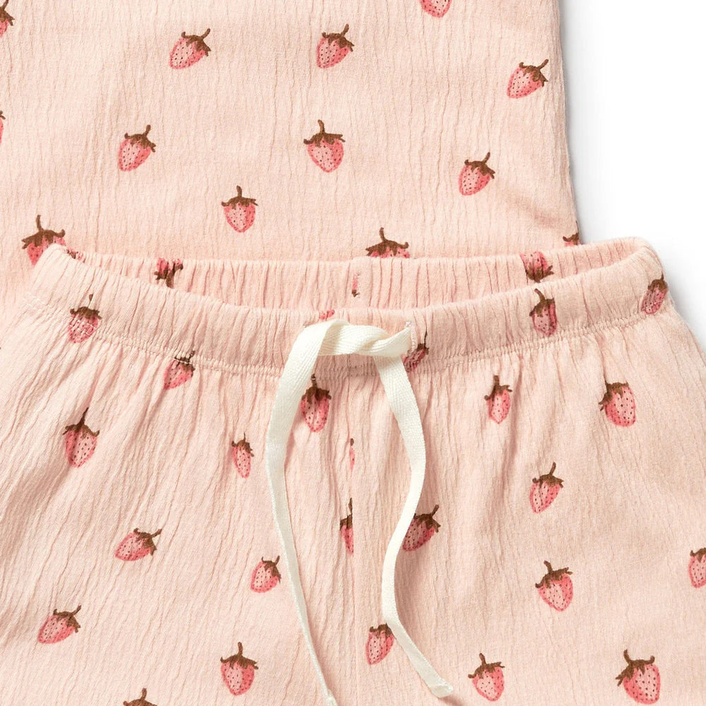 Wilson & Frenchy Organic Crinkle Cotton S/S Pyjamas - Strawberry Kisses