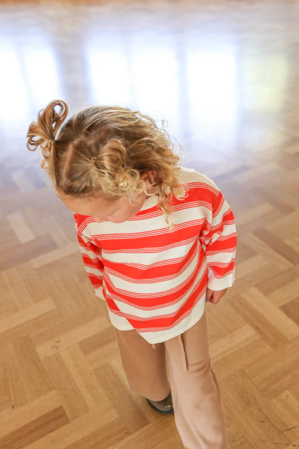 Grown - Organic 7-Stripe Long Sleeve Tee -  Tomato