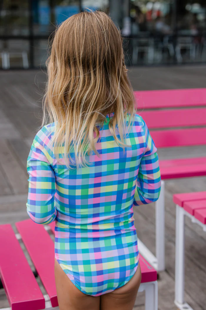 Milky Picnic Check Long Sleeve Swimsuit