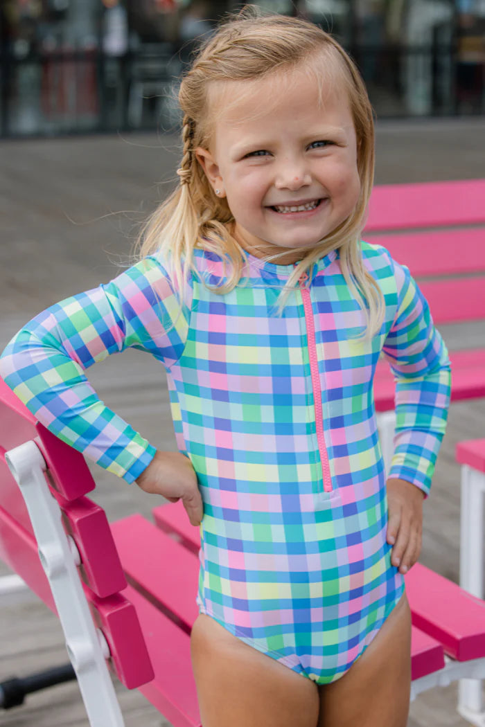 Milky Picnic Check Long Sleeve Swimsuit