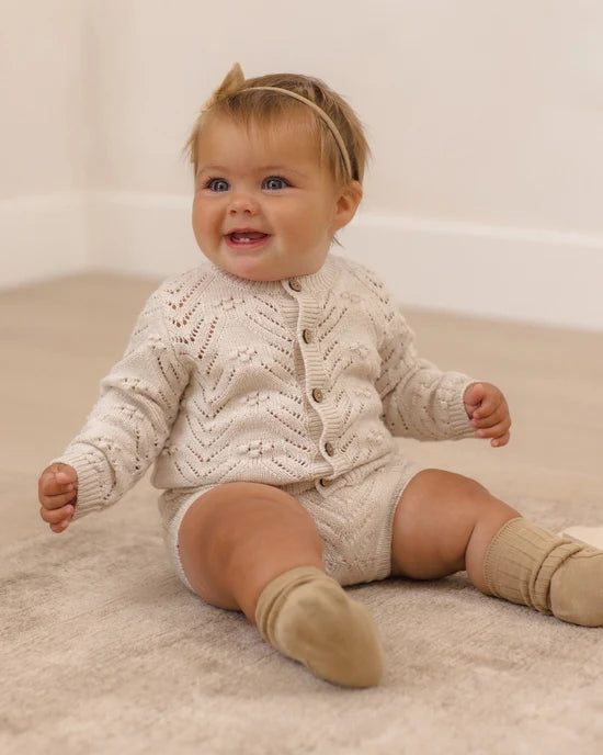 Quincy Mae Knit Cardigan - Heathered Oatmeal
