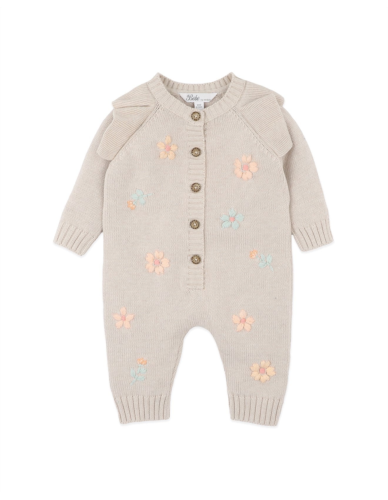 Bebe Fern Hand Embroidered Organic Knit Romper