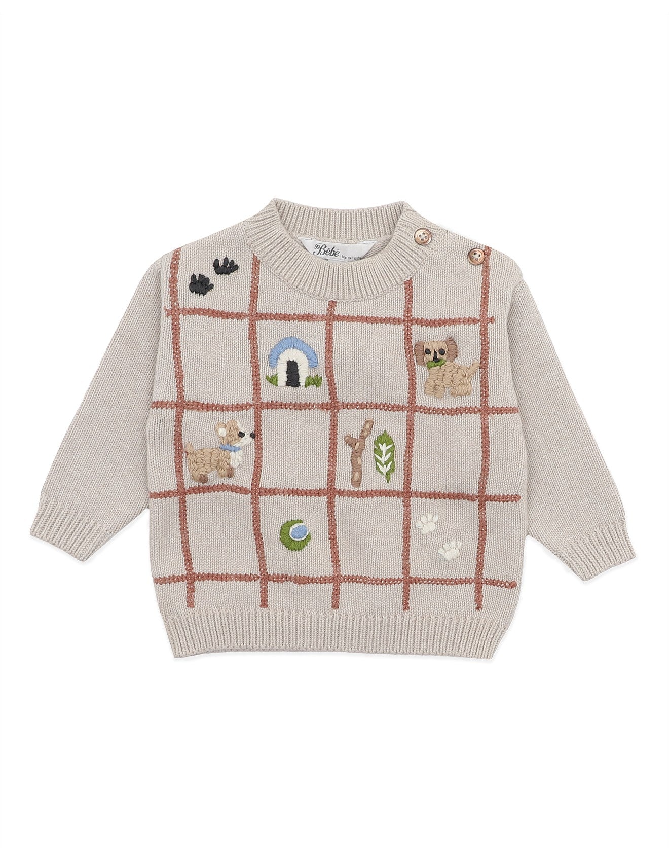 Bebe Otto Puppy Grid Organic Knitted Jumper