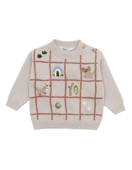 Bebe Otto Puppy Grid Organic Knitted Jumper