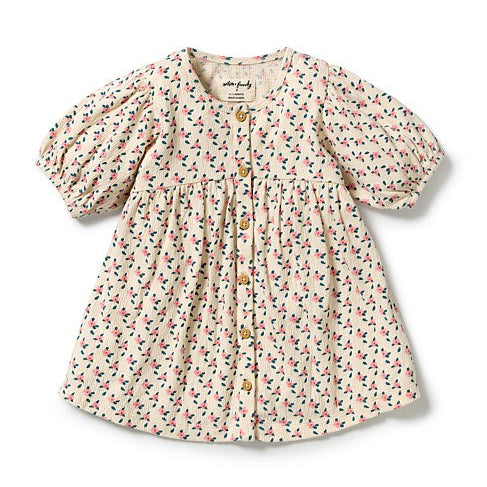 Wilson & Frenchy Little Blossom Organic Crinkle Button Dress