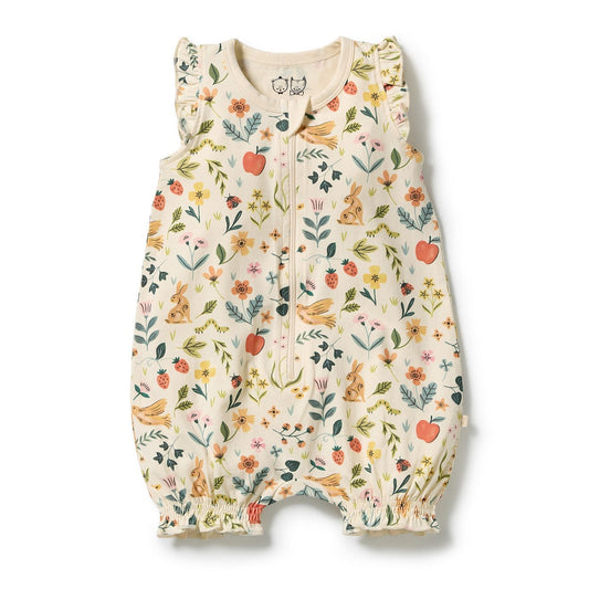 Wilson & Frenchy Summer Garden Organic Ruffle Zipsuit