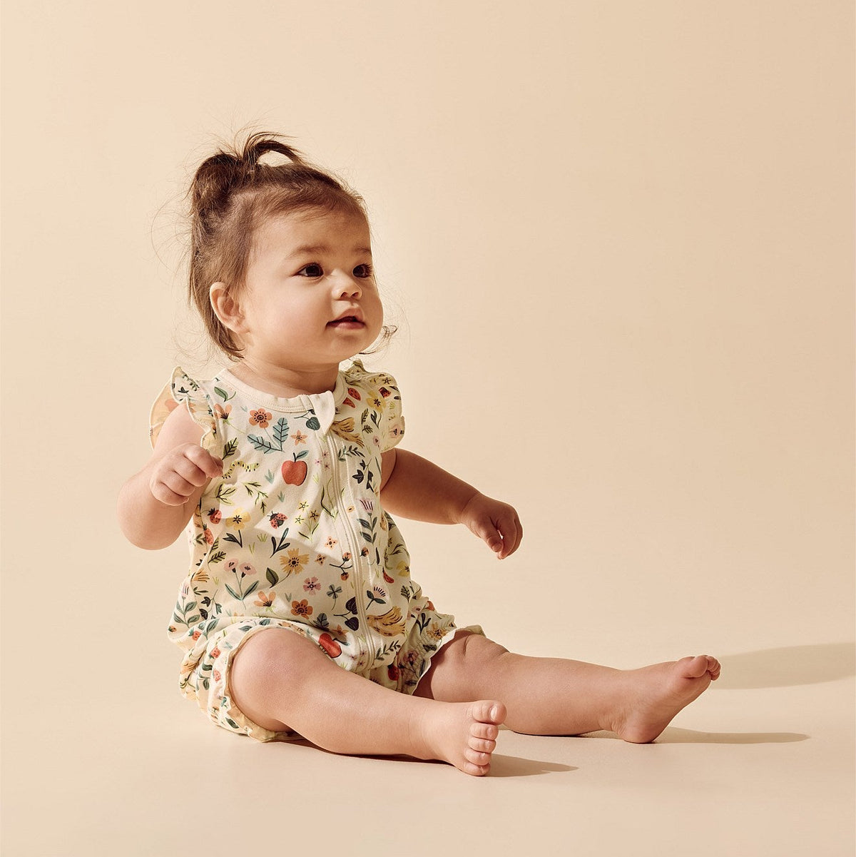 Wilson & Frenchy Summer Garden Organic Ruffle Zipsuit