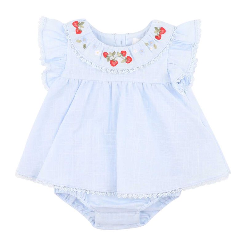 Bebe Poppy Embroidery Overlay Bodysuit - Bluebell