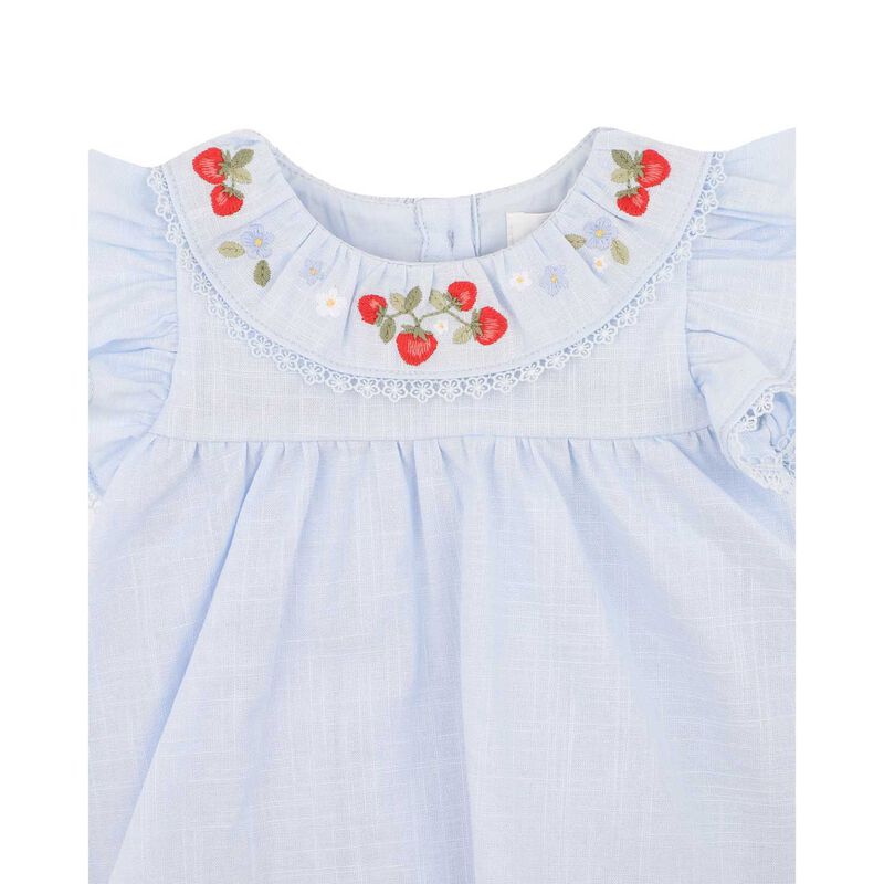 Bebe Poppy Embroidery Overlay Bodysuit - Bluebell