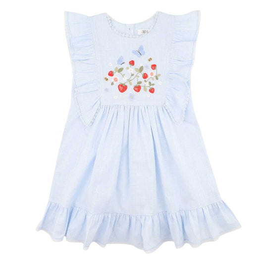 Bebe Poppy Embroidered Yoke Dress - Bluebell