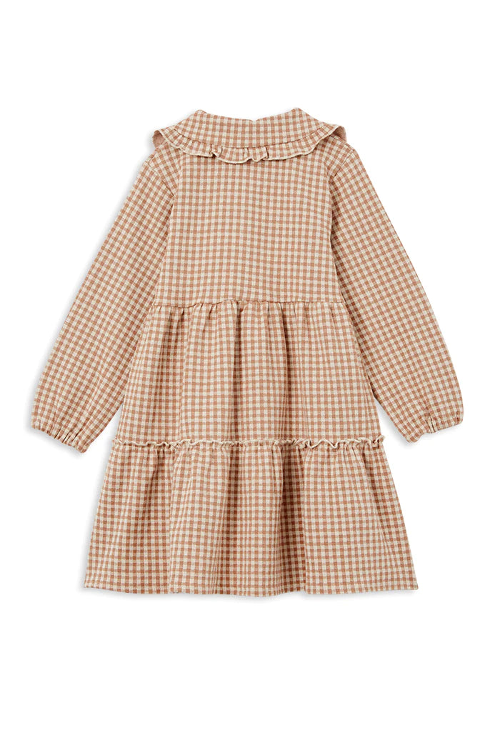 Milky - Check Tiered Collared Dress