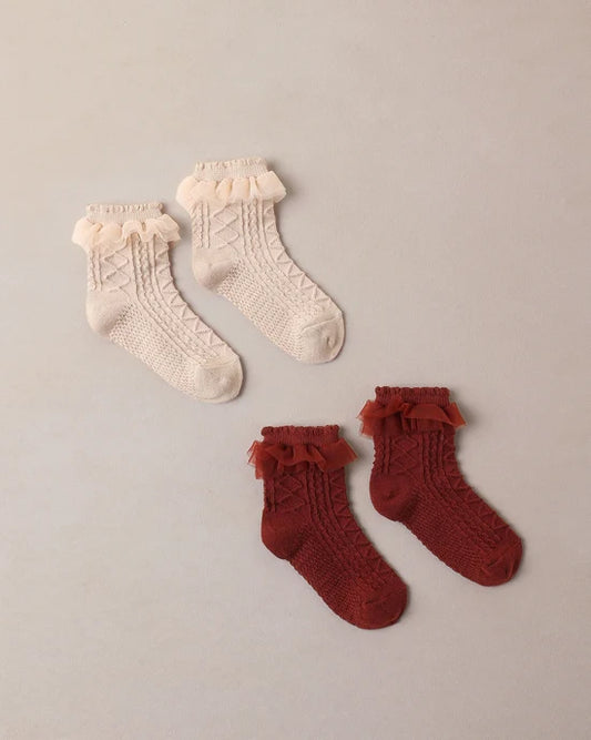 Noralee Ruffle Socks - Pearl, Ruby