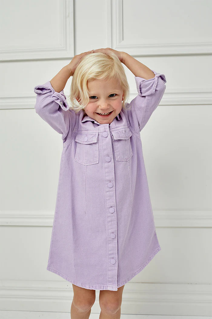 Milky - Lavender Denim Dress Amelias Childrenswear Milky - Lavender Denim Dress Amelias Childrenswear