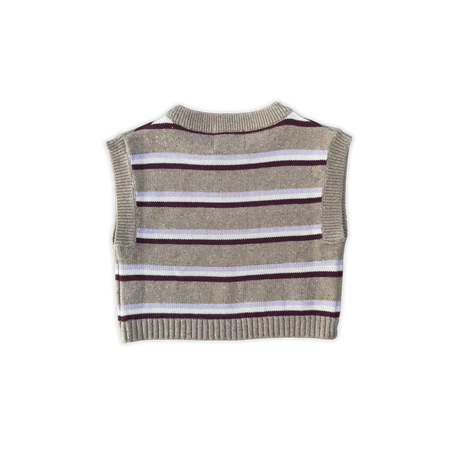 Grown Organic Stripe Apple Knit Vest - Oatmilk
