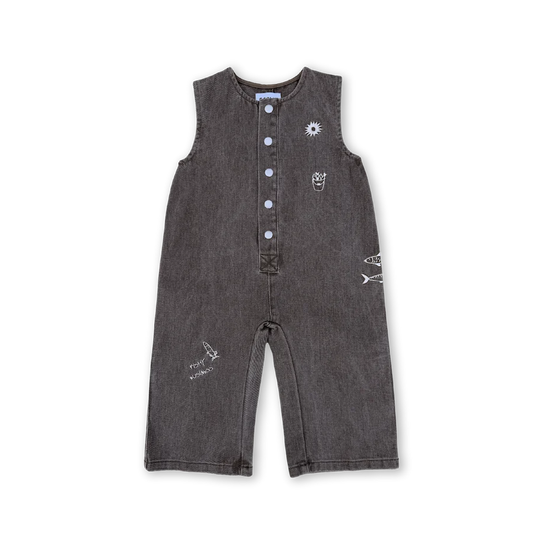 Grown Fishy Business Denim Jumpsuit - Ash