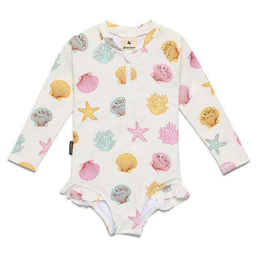 Crywolf Long Sleeve Swimsuit - Shell