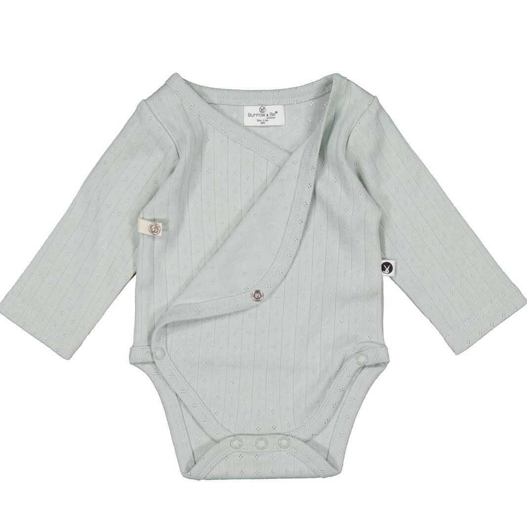 Burrow & Be Haze Pointelle Long Sleeve Kimono Bodysuit