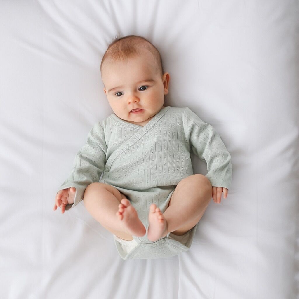 Burrow & Be Haze Pointelle Long Sleeve Kimono Bodysuit