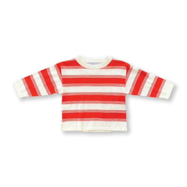 Grown - Organic 7-Stripe Long Sleeve Tee -  Tomato