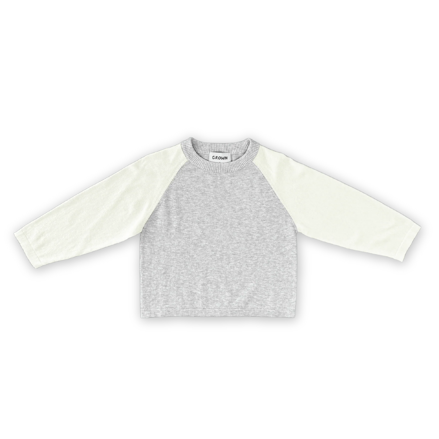Grown Knitted Organic Raglan Long Sleeve Tee - Grey Marle