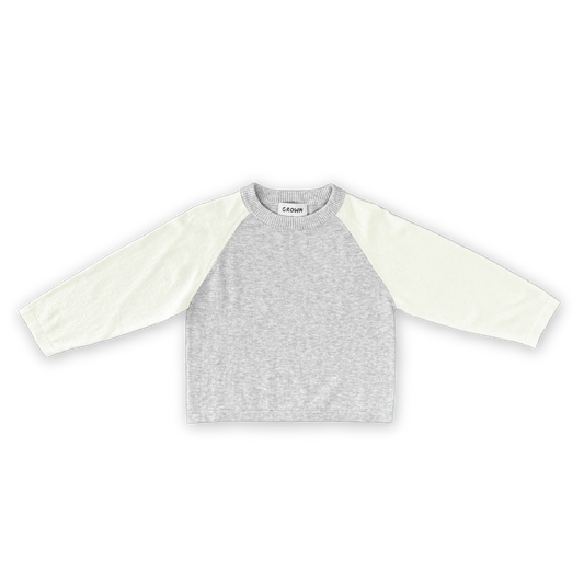 Grown Knitted Organic Raglan Long Sleeve Tee - Grey Marle
